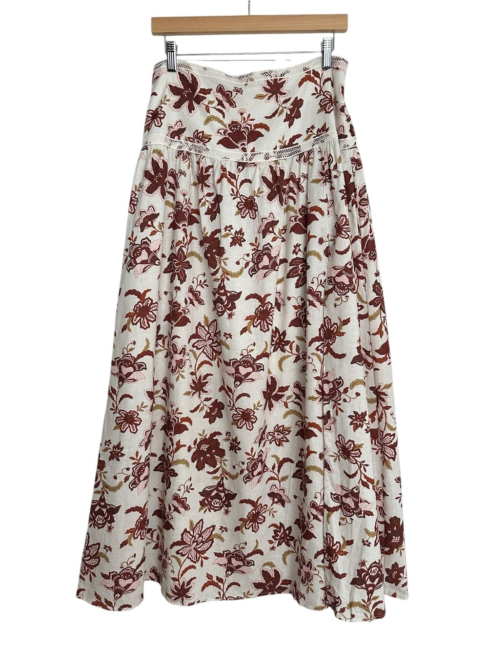 Showpo Amalie Floral Linen Blend Maxi Skirt Cottagecore Boho Romantic Prairie 8
